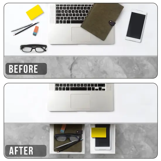 Desk Oasis 2 Pack Under Desk Storage, Plastic Desk Accessories, Slide Out Desk Drawer Attachment - Plastic Desk Accessories, Under Desk Drawer |Hidden Self Adhesive Drawer for office Home {2}