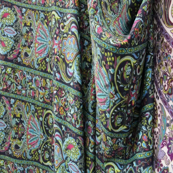 1 Yard Striped Bohemian Paisley Stretch Fabric for Performance Swimwear Dance Costumes and Activewear 58"/60" Width {4}