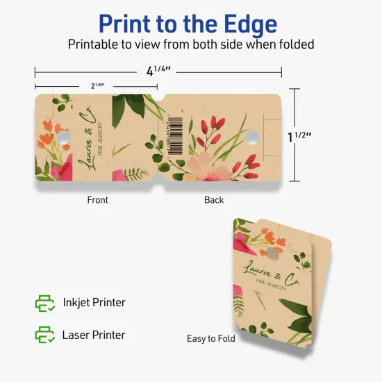 Avery Printable Rounded Rectangle Foldover Tags, Sure Feed Technology, 1-1/2" x 2-1/8", Matte Kraft Brown Cardstock, Print-to-The-Edge, Laser/Inkjet Printable, 80 Total {6}