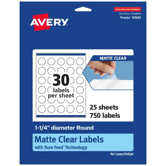 Avery Matte Clear Labels,1-1/4" diameter Round {1}