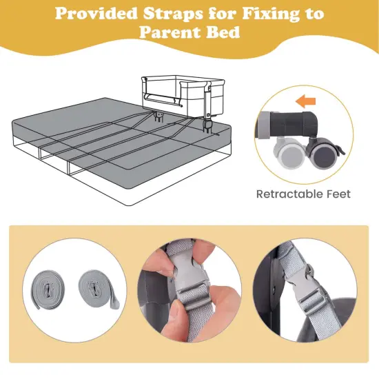 Costway Baby Bassinet Bedside Sleeper with 6-Level Adjustable Height Beige/Pink/Gray {2}