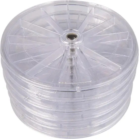 The Beadsmith Personality Case Spinning Organization System, 12 Compartments, 3.8-inch Diameter, Stack of 6, for Seed Beads, Nail Art, Jewelry Accessories and More {6}