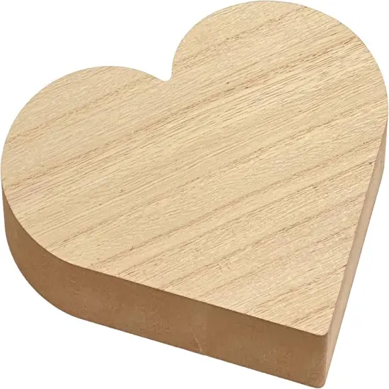 4 Pack 6 Inch Thick Wood Heart Wooden Block Unfinished MDF Wood Heart Signs (6x6x1 in) {4}