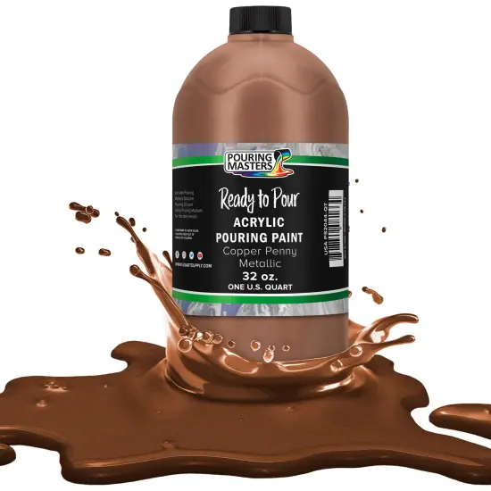 Pouring Masters Copper Penny Metallic Ready to Pour Acrylic Pouring Paint - Premium 32-Ounce Pre-Mixed Fluid Acrylic Paint - Fluid Art Supplies for Canvas, Wood, Paper, Tile & Rocks {1}