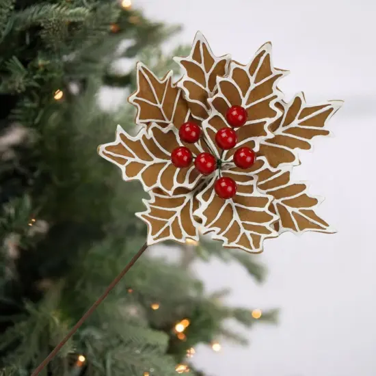 14" Gingerbread Poinsettia Stem {5}