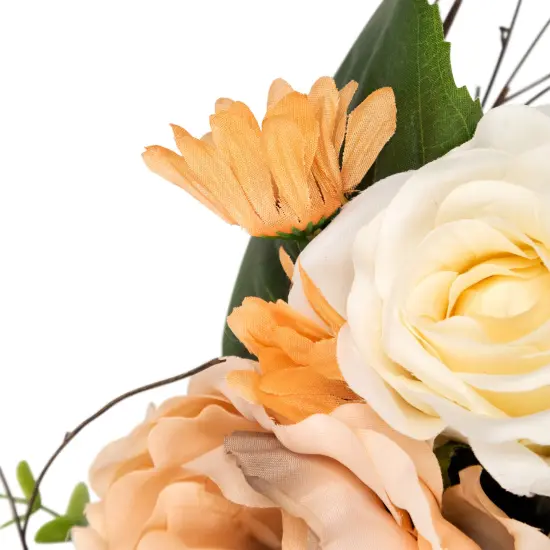 Northlight Rose and Peony Artificial Wreath - 22" - Peach and White Pink {7}