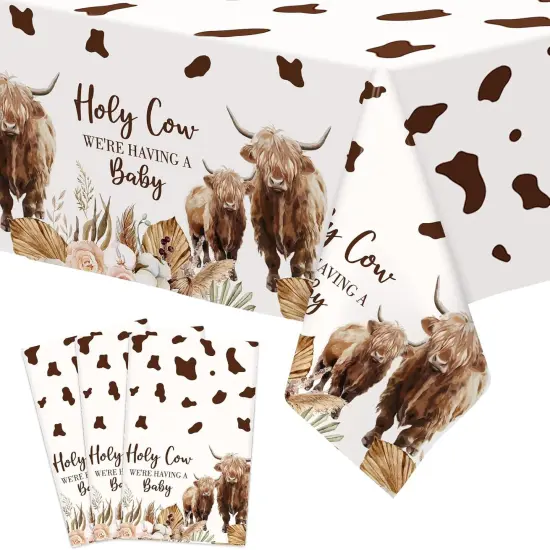 Western Highland Cows Baby Shower Tablecloths {1}
