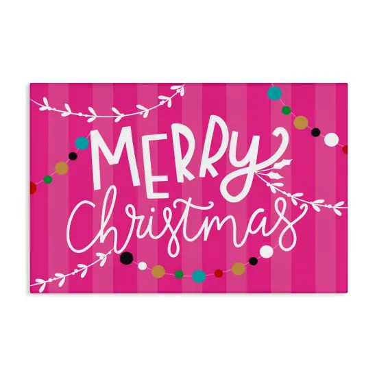 Stupell Industries Merry Christmas over Pink Stripes Canvas By Louise Allen Designs {1}
