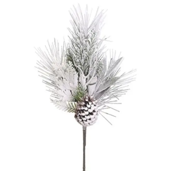Allstate Flocked Pine and Pine Cone Artificial Christmas Spray - 18" - Green and Brown {1}