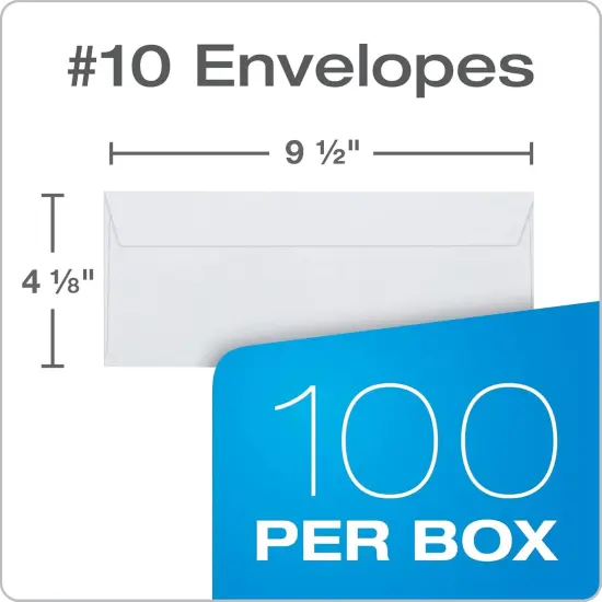 #10 Security Envelopes, No Window, Redi-Strip Self Seal Envelopes, 24-lb White Wove, 4-1/8" x 9-1/2", 100 per Box (QUA69117) {2}