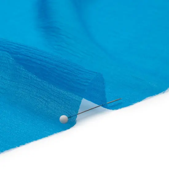 1 Yard Directoire Blue Crinkled Silk Chiffon 43" Wide Silk Premium Sheer Fabric {2}
