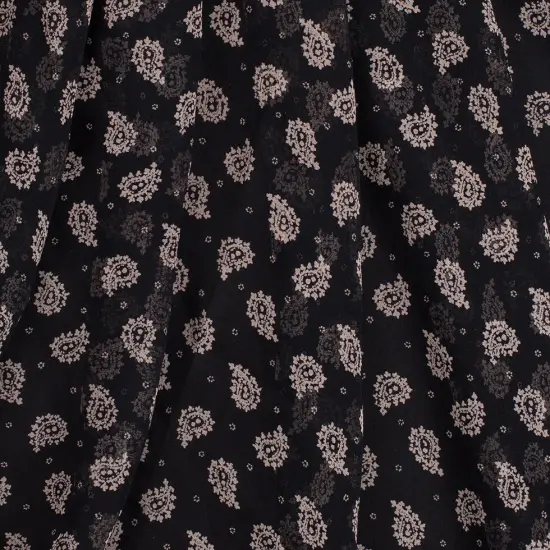 1 Yard Black Taupe Paisley Silk Chiffon Fabric for Skirts Blouses Dresses 44 Inch Width {2}