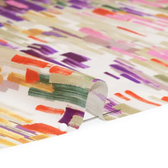 1 Yard Silk Charmeuse 16MM Plum Purple, Green & Scarlet Painted Striations Italian 53" Inches Wide {2}