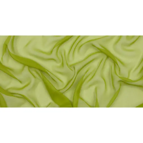 1 Yard Peridot Green Silk Chiffon Lightweight Sheer Fabric for Elegant Draping, 44 Inches Wide {2}
