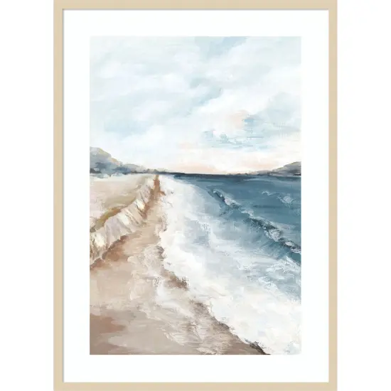 Walk on Beach II by Luna Mavis Wood Framed Wall Art Print {1}