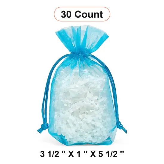 Flat Bottom Organza Bags 5 1/2 '' X 1 1/2 '' X 10 1/2 '' for Wedding & Event Gifts Turquoise {1}