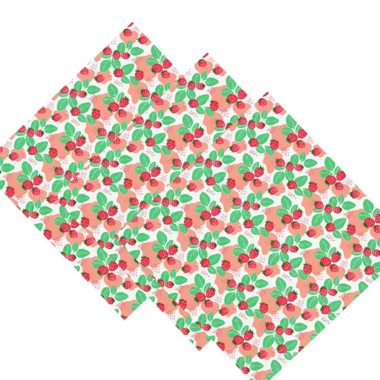 Strawberry Leaves Blush Mush Printed Spandex Fabric {3}