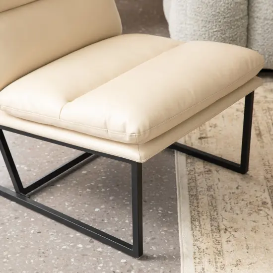 30.25"H Modern Soft PU Leather Armless Accent Chair Set of 2-Beige {11}