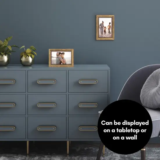 Americanflat Vintage Picture Frame with Beaded Accents with Shatter Resistant Glass and Easel Stand {12}