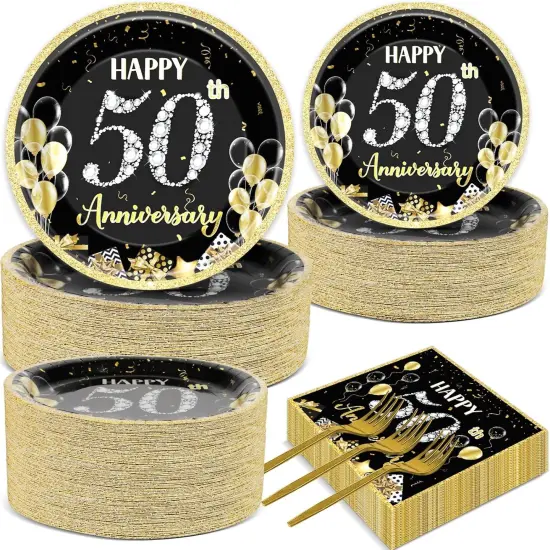 50 Guests 50th Anniversary Plates Napkins Party Supplies {1}
