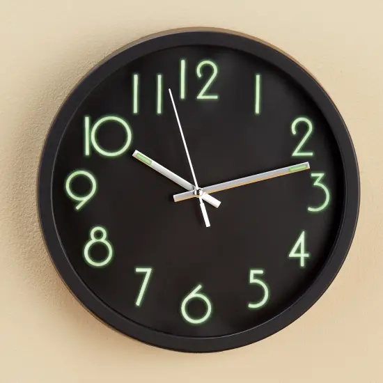 Collections Etc Easy-to-Read Glow-in-the-Dark Wall Clock {1}