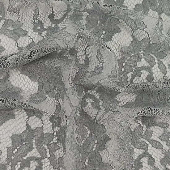 1 Yard Grey Lace Nylon Apparel Fabric58/60" Wide Soft Lightweight Material {1}