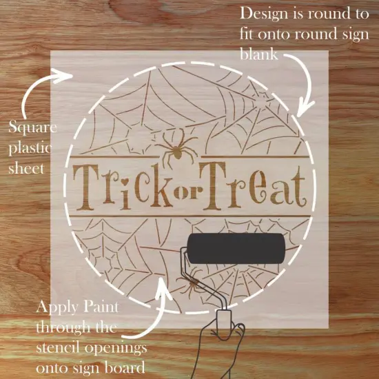 Trick or Treat Halloween Round Sign Stencil | Sign Stencil | DIY Sign Stencil | Round Stencil | Designer Stencils | {3}