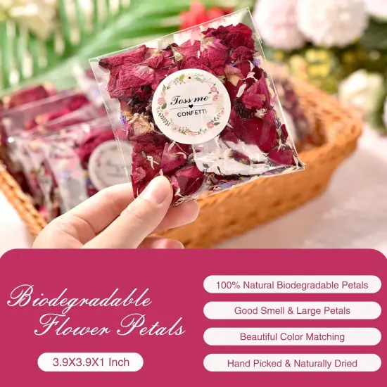 20 Pack Biodegradable Confetti, Dried Flower Petals (Red Rose & Lavender & Marigold) {4}