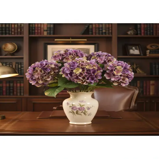 17.75" Artificial Purple Hydrangea Stem with 8" Bloom &ndash; Lifelike {3}