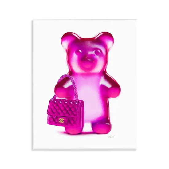 Stupell Industries Pink Bear & Purse Wall Plaque Art Design by Amanda Greenwood {1}