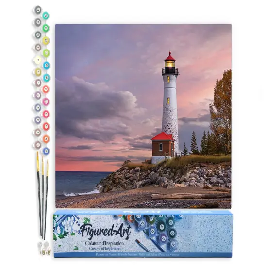 Figured'Art Paint by Numbers Kit for Adults Sea Lighthouse 16"x20" - Craft Art Painting DIY Kit Rolled Canvas without frame {1}