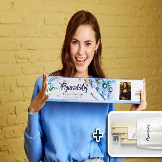 Figured'Art Paint by Numbers Kit for Adults Da Vinci Mona Lisa La Joconde 16"x20" - Craft Art Painting Rolled Canvas with DIY wooden frame {2}