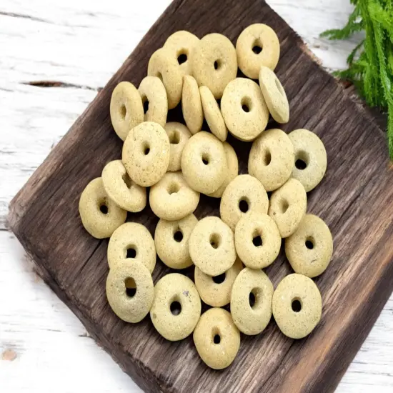 13~15mm Bisque Beige Recycled African Glass Heishi Beads {4}