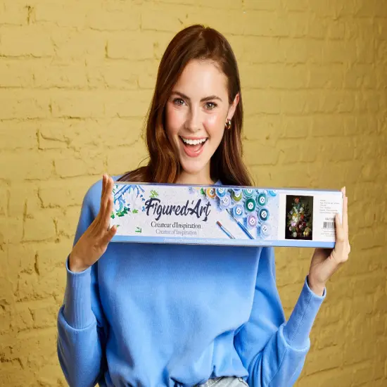 Figured'Art Paint by Numbers Kit for Adults Jan Frans van Dael - Vase of Flowers 16"x20" - Craft Art Painting DIY Kit Rolled Canvas without frame {2}