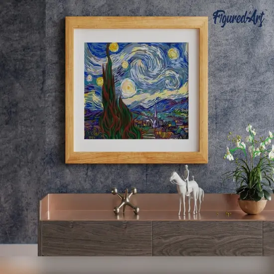 Figured'Art Paint by Numbers for Adults Van Gogh Starry Night 16"x20" - Craft Art Painting DIY Kit Rolled Canvas without frame {4}