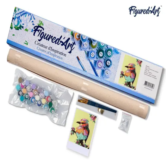 Figured'Art Paint by Numbers Kit for Adults Little Bird 16"x20" - Craft Art Painting DIY Kit Rolled Canvas without frame {5}