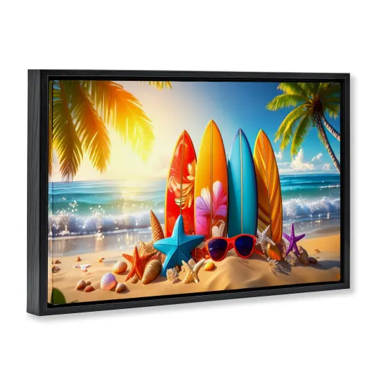 Stupell Industries Tropical Surf & Turf Floater Framed Canvas Wall Art Design by Alina Georgescu {3}