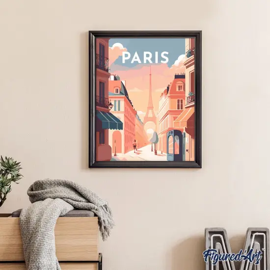 Figured'Art Paint by Number for Adults Travel Poster Paris 16"x20" - Craft Art Painting Rolled Canvas with DIY Wooden Frame {4}