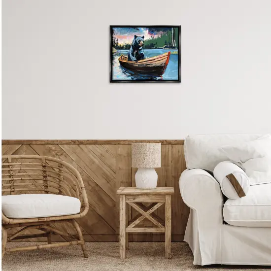 Stupell Industries Boating Black Bear Floater Framed Canvas Wall Art Design by Adam Swanson {2}