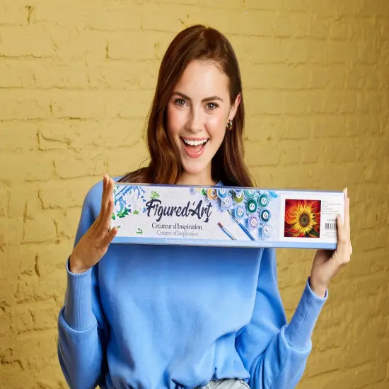 Figured'Art Paint by Numbers Kit for Adults Red Sunflower 16"x20" - Craft Art Painting DIY Kit Rolled Canvas without frame {2}