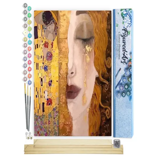 Figured'Art Paint by Numbers Kit for Adults Gustav Klimt 16"x20" - Craft Art Painting Rolled Canvas with DIY wooden frame {1}