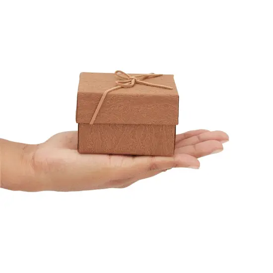 6 Pack Small Gift Boxes with Lids and Velvet Pillow for Jewelry, Presents, Bracelets, Necklaces (3.5 x 3.5 in) Brown {5}