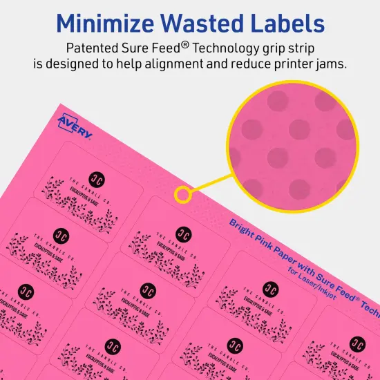 Avery Bright Pink Paper Labels, 1.25" x 1.75" Rectangle {4}