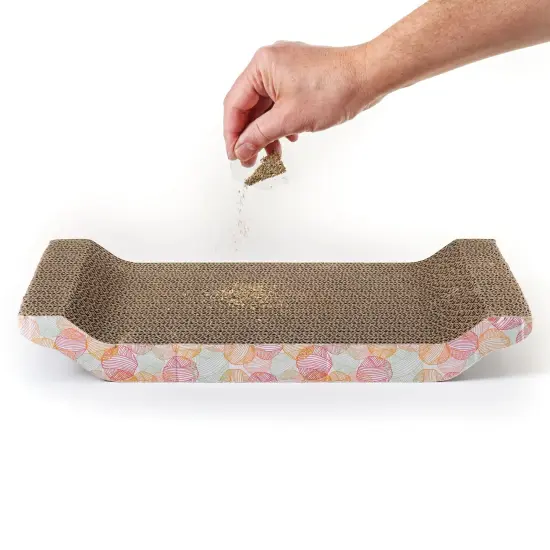 3-Pack Cat Scratcher Bed for Furniture Protection, Training, Indoor Kittens, Reversible Corrugated Cardboard, Modern Sofa Scratching Pad with 3 Catnip Bags (16.75*8*2.4 inches) {7}