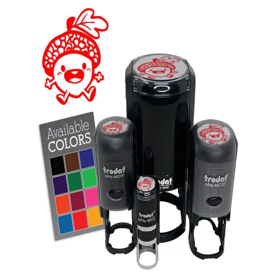 Chibi Baby Acorn Cute Oak Tree Leaf Self-Inking Rubber Stamp Crafting Planners Black {7}