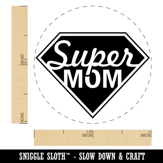 Super Mom Mother's Day Superhero Diamond Self-Inking Rubber Stamp Crafting Green {1}