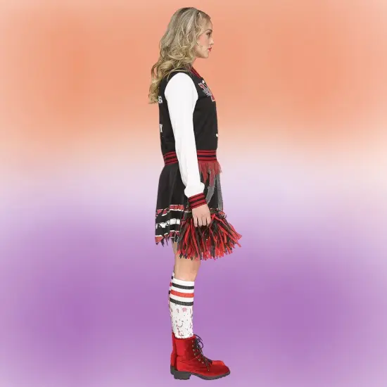 Adult Scream for the Team Costume Halloween Cheerleader Dress Varsity Jacket Skirt Ghost Face Outfit {3}