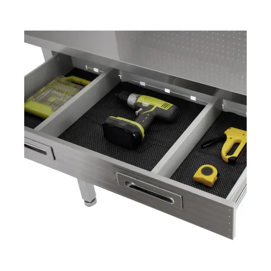 Seville Classics UltraHD Lighted Workcenter w/ Stainless Steel Top and Pegboard Granite {11}