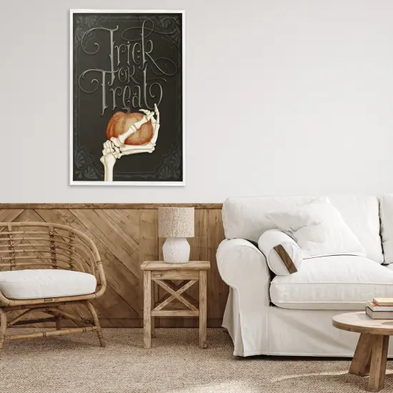 Trick Or Treat Skeleton Hand Framed Giclee Art White {2}