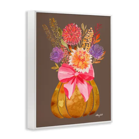 Rustic Chic Pumpkin Florals Framed Giclee Art White {3}